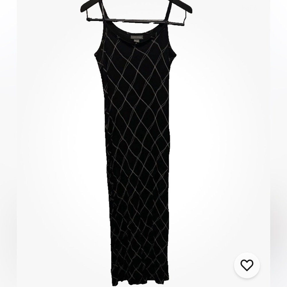 Banana Republic Black/White Maxi‎ Dress Argyle Print Sz Small Everyday Slimmimg